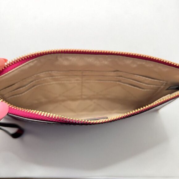 Michael Kors Jet Set Python Print Crimson Red Black Leather Wristlet $158 NWOT - Picture 8 of 12